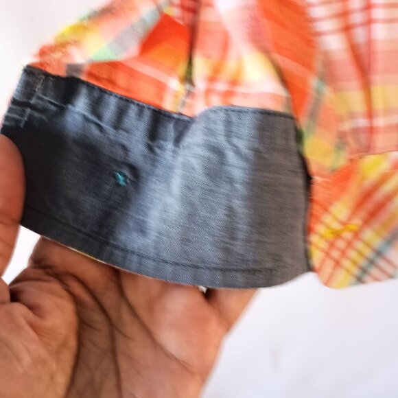 Talbots Women’s Long Sleeve Orange Plaid Button Front Cotton Blouse Size S - Picture 4 of 8